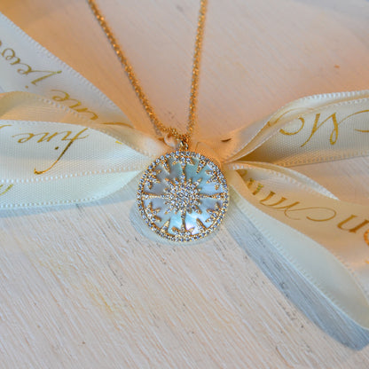 14kY 2.88ct MOP & .32cttw Diamond Necklace SC55019621