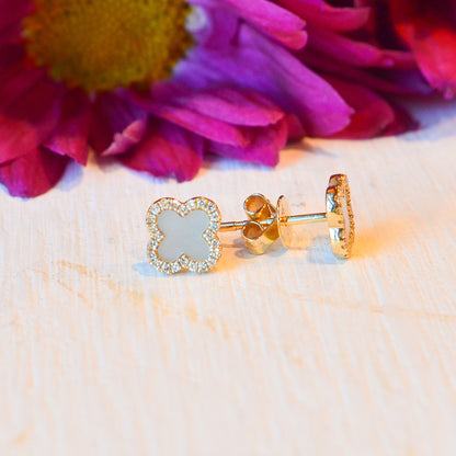 14kY .35cttw MOP & .11cttw Diamond Clover Earring SC55025137V2