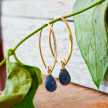 14kY Sapphire Simple Sweep Earring 13462SA
