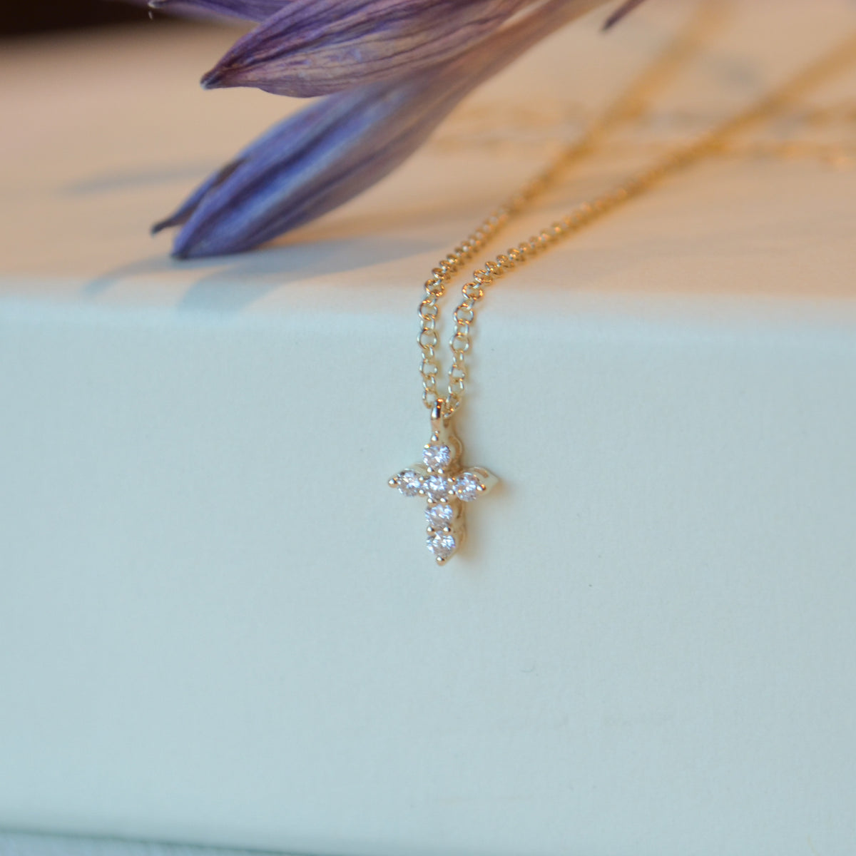 14kY .10cttw Diamond Cross Necklace SC55026658