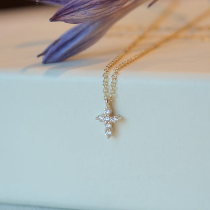 14kY .10cttw Diamond Cross Necklace SC55026658