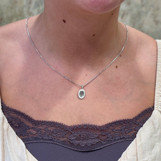 SS Oval Hydrangea Pendant
