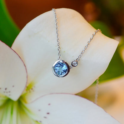 SS .94ct Swiss BT & .02ct Diamond Necklace NK5241SV5BT-17.5"