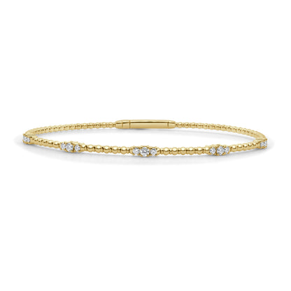 14kY .35cttw Diamond Station Flexible Bracelet CB452 - Y