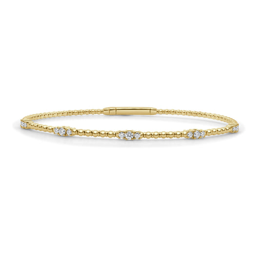 14kY .35cttw Diamond Station Flexible Bracelet CB452 - Y