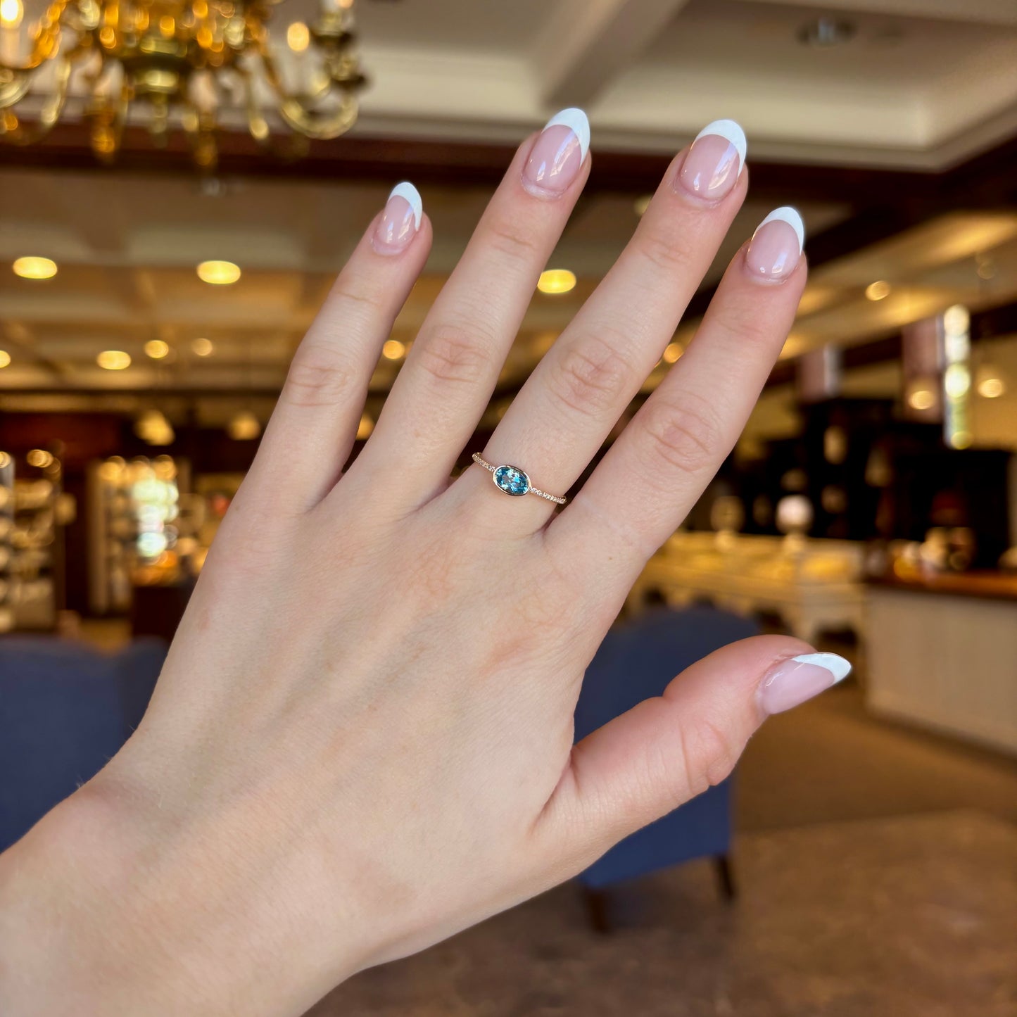14kY .52ct Blue Topaz .07cttw Diamond Ring SC55008544 - 7