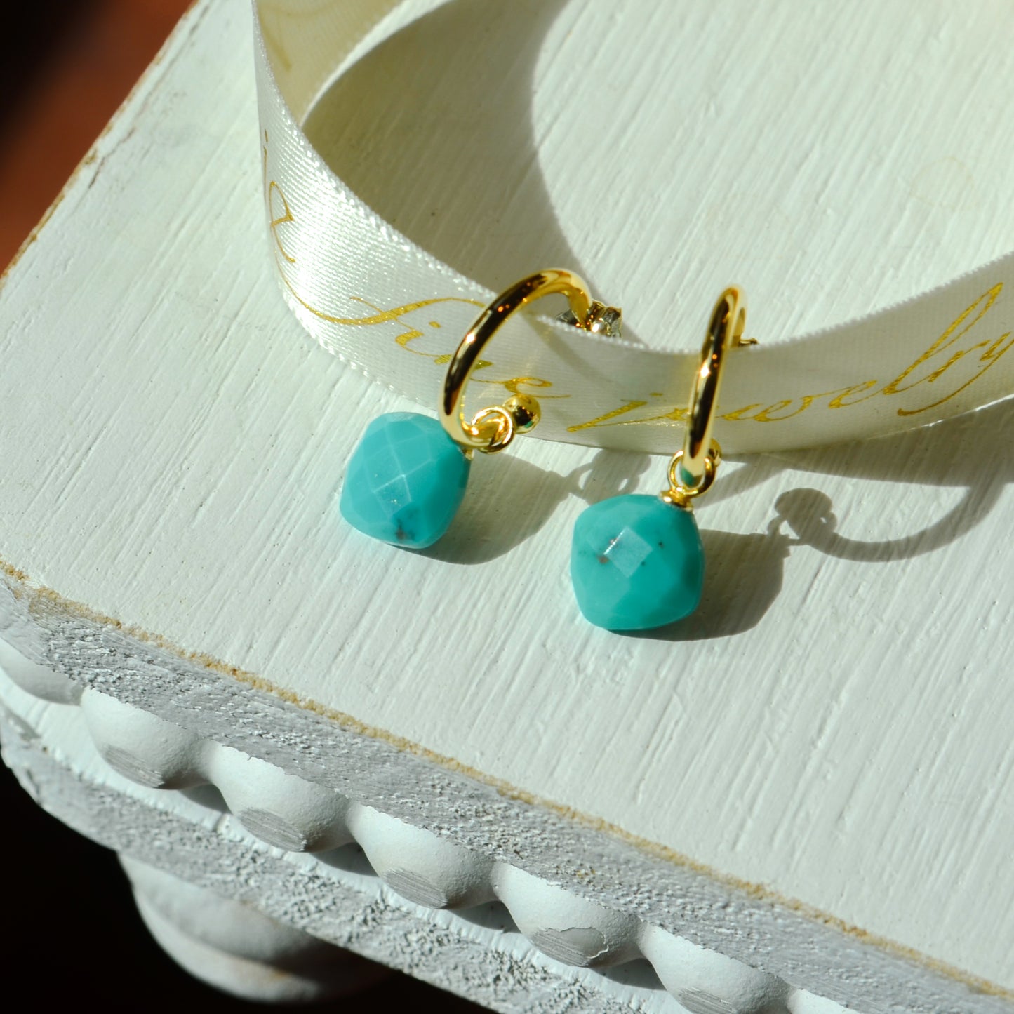 14kY Turquoise Drop Hoop 03/606TQ
