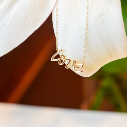 14kY Love Script Necklace NK6479Y4JJJ-17.5