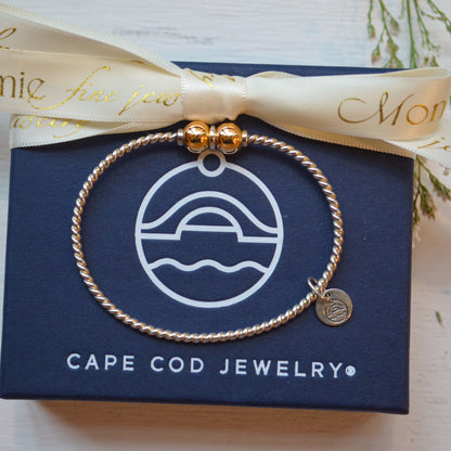 SS/YG Twist 2 Bead Bracelet ZB5409-70