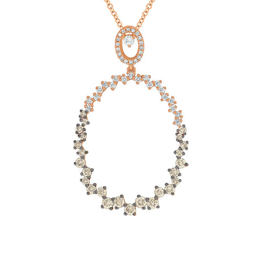 14kR .91cttw White & Champagne Diamond Necklace COR36213712
