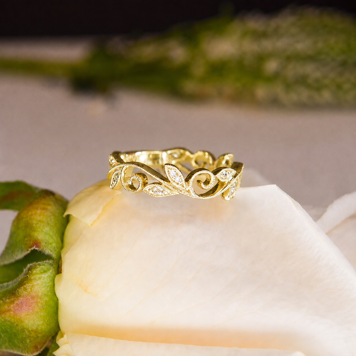 14kY .09cttw Diamond Floral Band LR4593Y45JJ-7