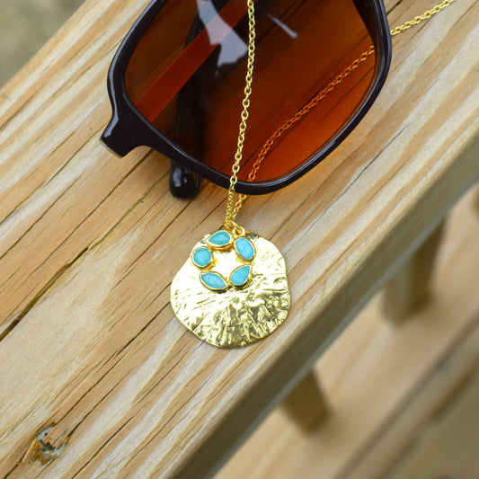 18k Vermeil Irregular Amazonite Flower Necklace CL129-38/AZO