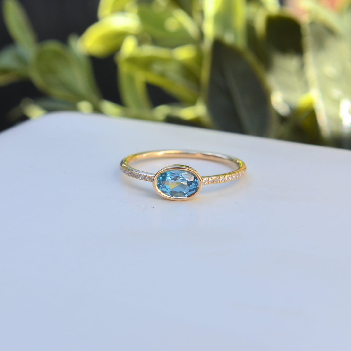 14kY .52ct Blue Topaz .07cttw Diamond Ring SC55008544 - 7