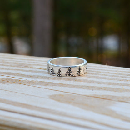 SS Tree Line Ring - 7.5