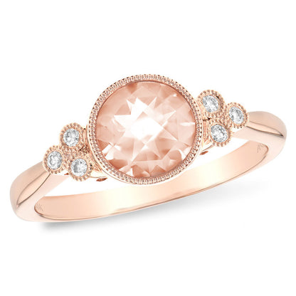 14kR 1ct Morganite .07ct Diamond Ring D5580