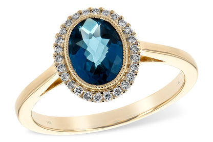 14kY 1.27ct London Blue Topaz .15cttw Diamond Ring D5633