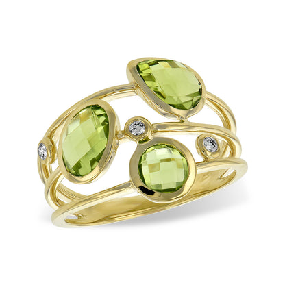14kY 2.45ct Peridot .05ct Dia Ring D5676