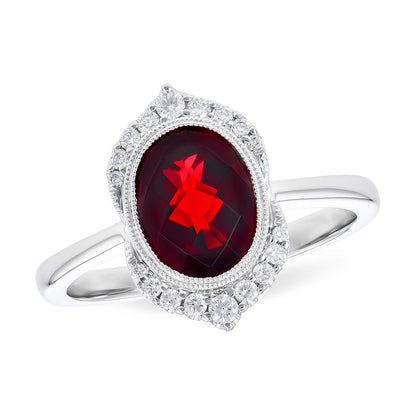 14kW 2.06ct Garnet .14ct Dia Ring D5879