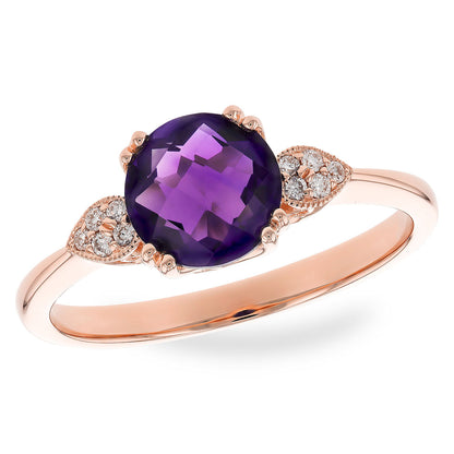14kR 1.09ct Amethyst .06ct Dia Ring D5949