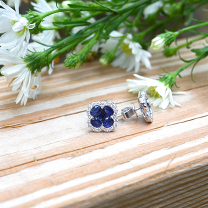 14kW 2.31cttw Blue Sapphire .33cttw Diamond Stud SC41002223
