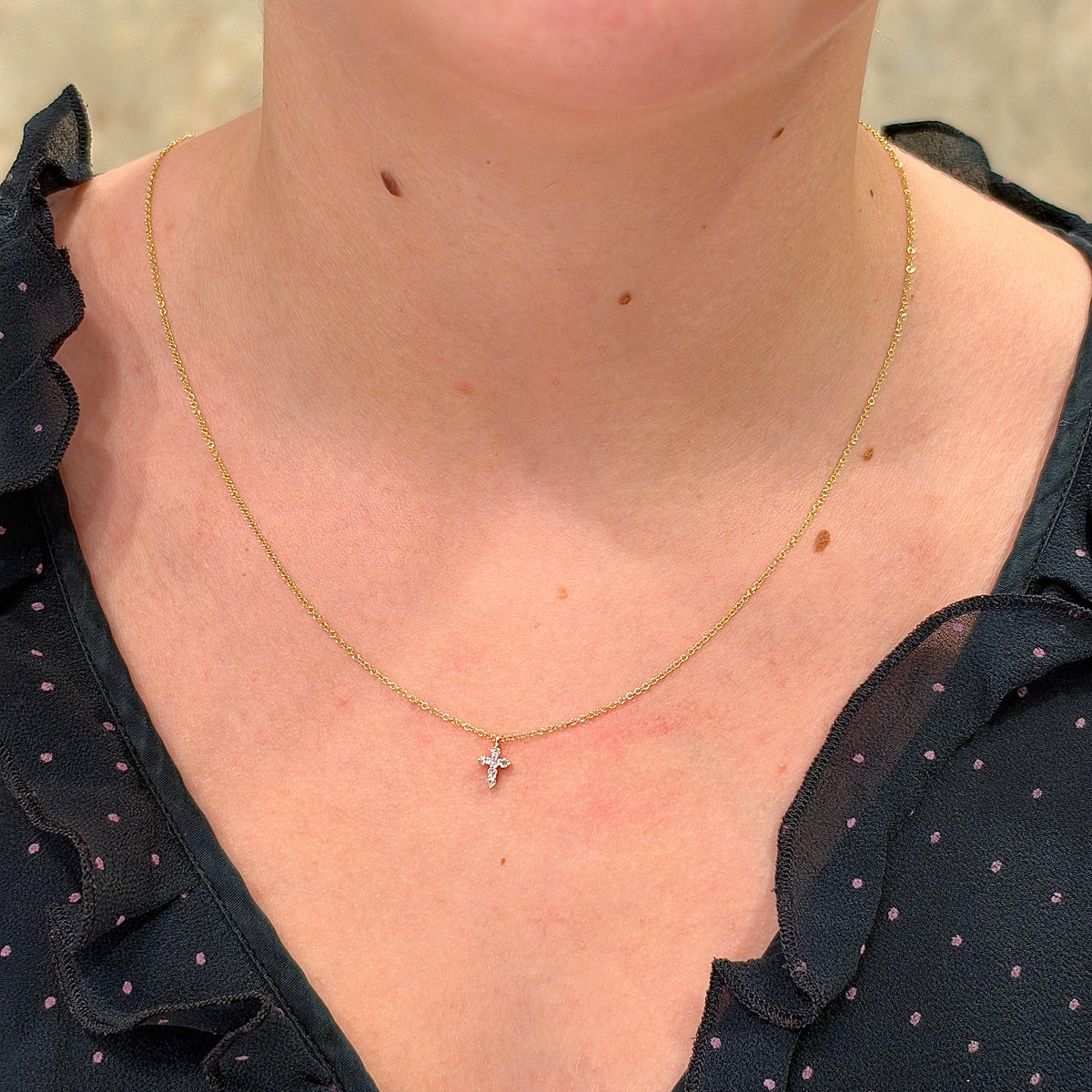 14kY .10cttw Diamond Cross Necklace SC55026658