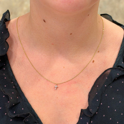 14kY .10cttw Diamond Cross Necklace SC55026658