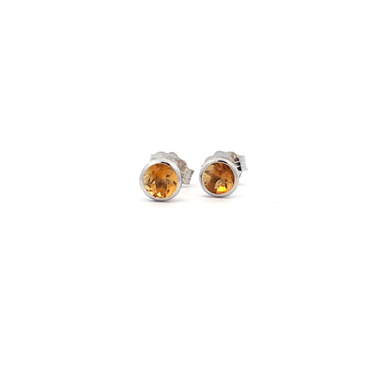 14kW 4mm Citrine Bezel Stud