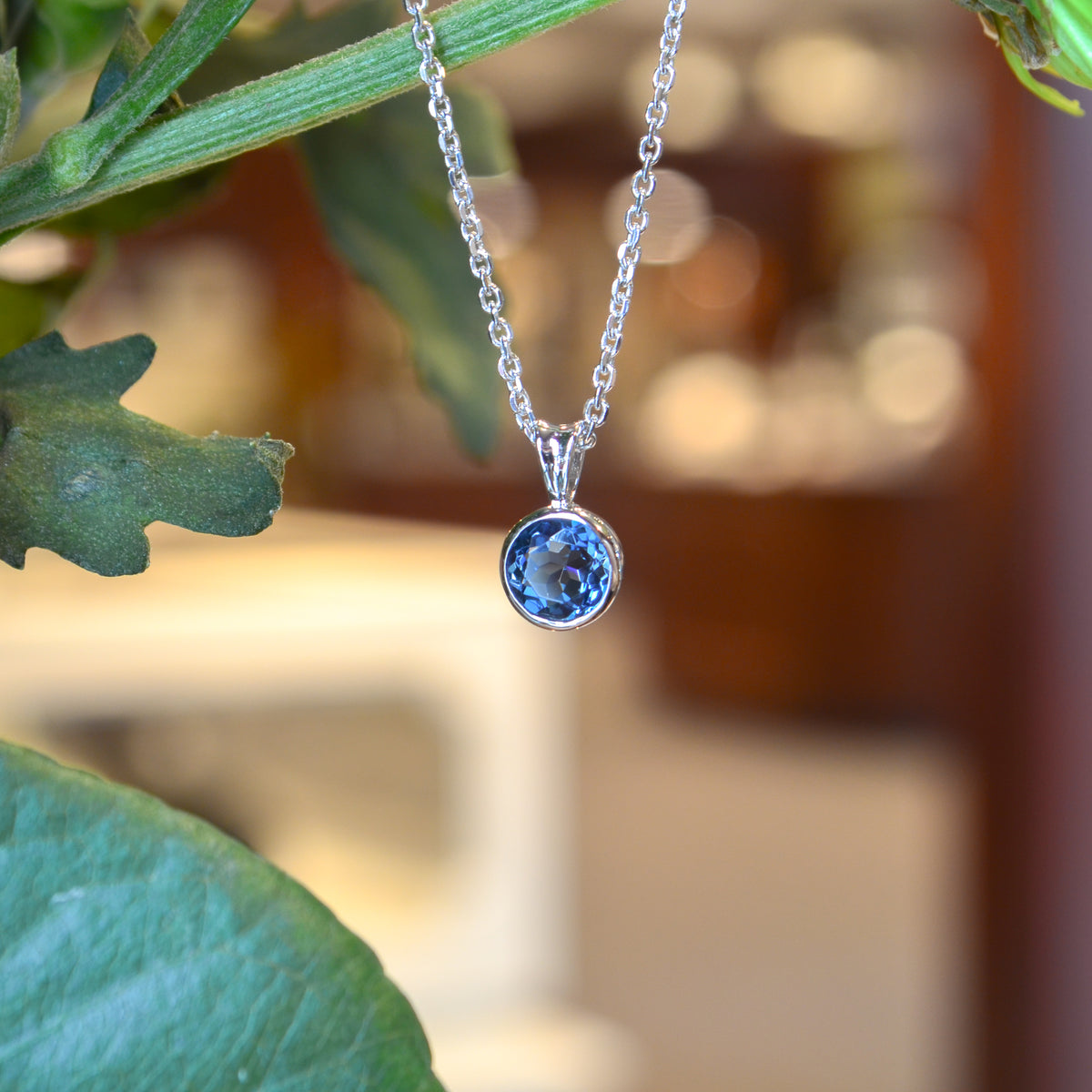 SS 6mm London Blue Topaz Bezel Pendant