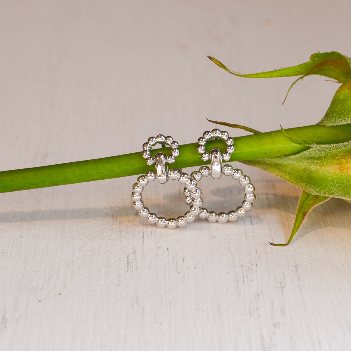 SS Beaded Drop Earrings EG14191SVJJJ