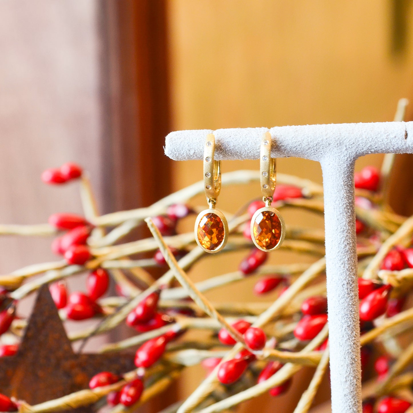 14kY 1.56cttw Citrine .02cttw Diamond Earring AE77575C-920Y