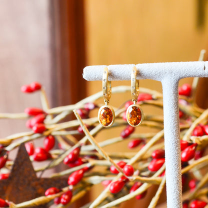 14kY 1.56cttw Citrine .02cttw Diamond Earring AE77575C-920Y