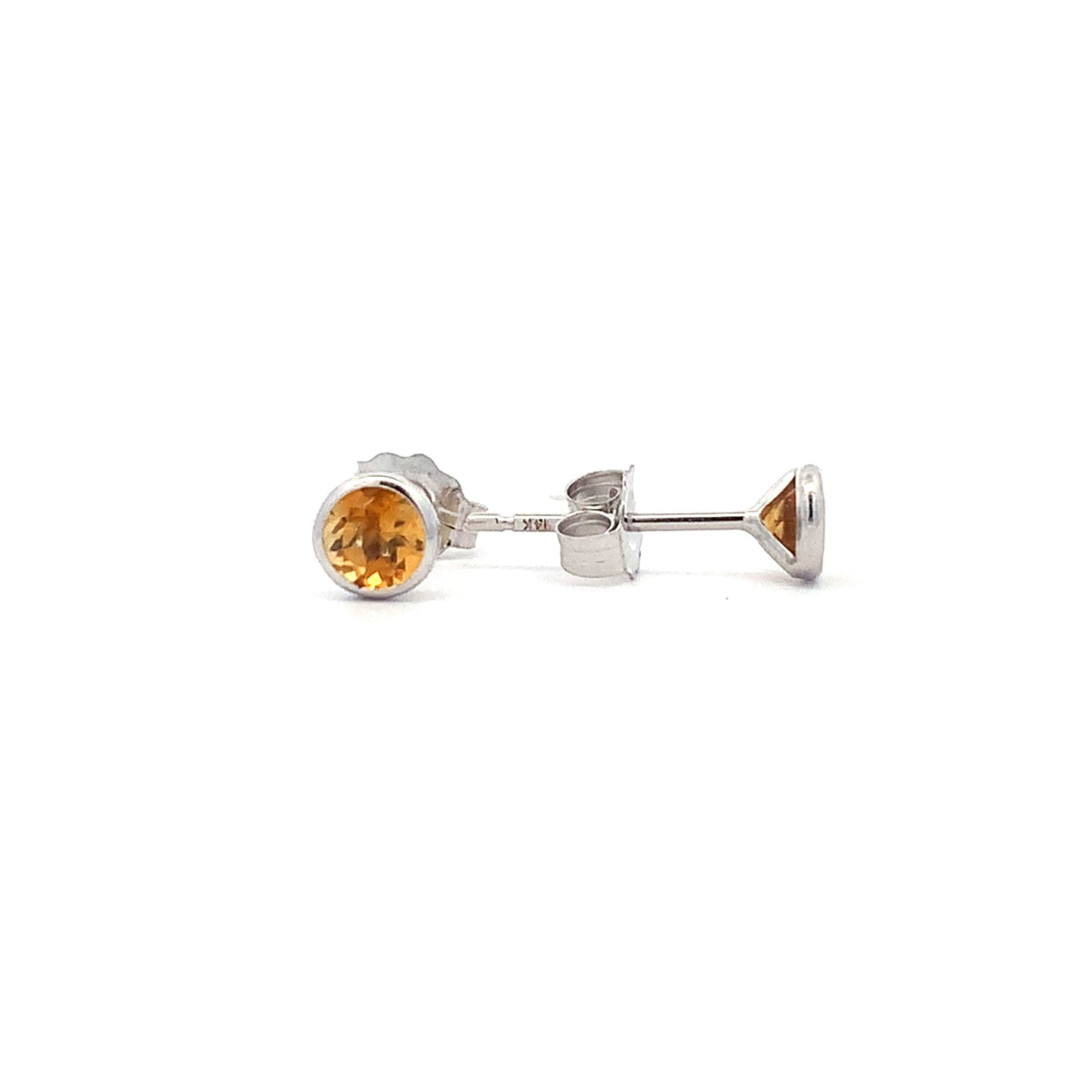 14kW 4mm Citrine Bezel Stud