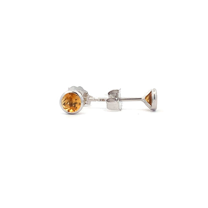 14kW 4mm Citrine Bezel Stud