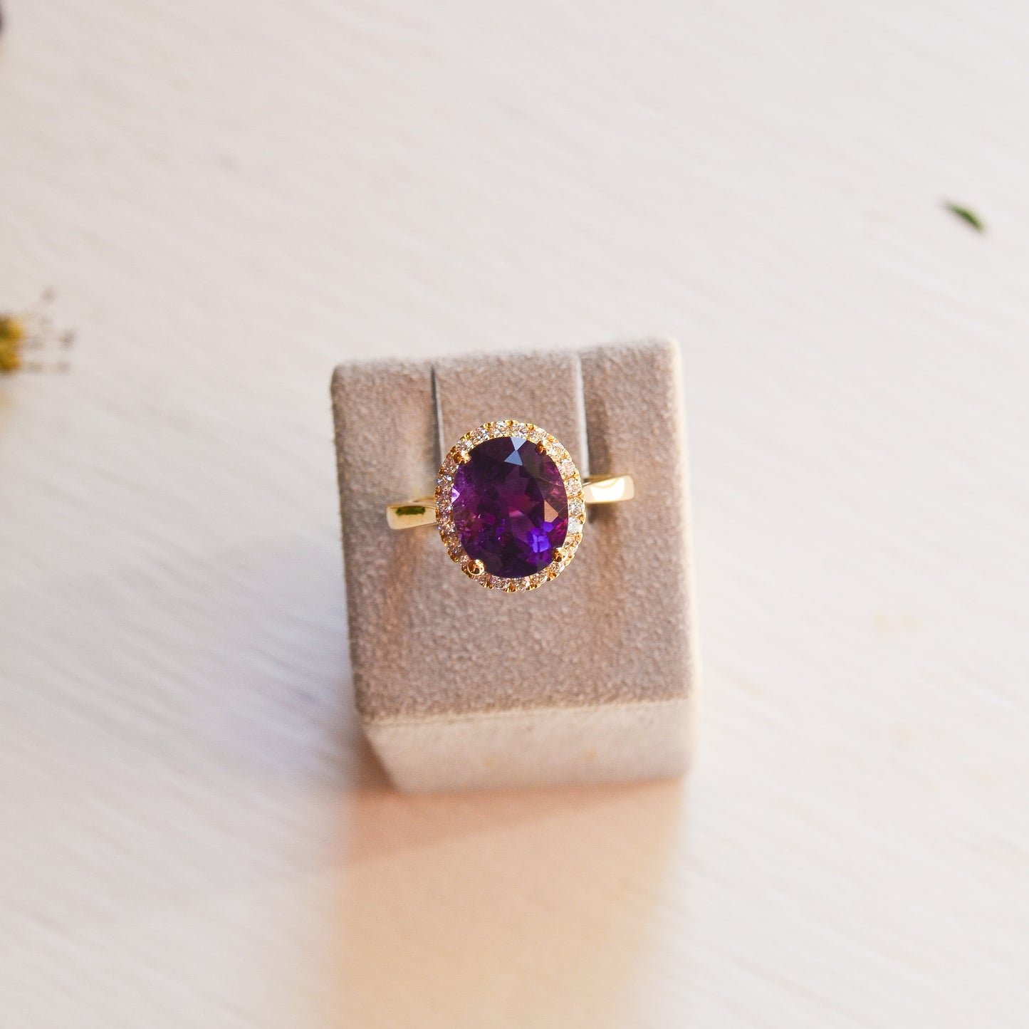 14kY 3.42ct Amethyst .30cttw Diamond Ring GR789LDYDAT-03