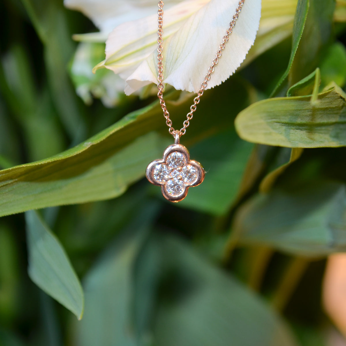 14kR .34cttw Diamond Clover Necklace SC22009363