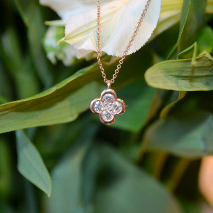 14kR .34cttw Diamond Clover Necklace SC22009363