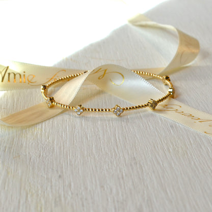 14kY .45cttw Diamond Clover Flexible Bangle BV29 Y
