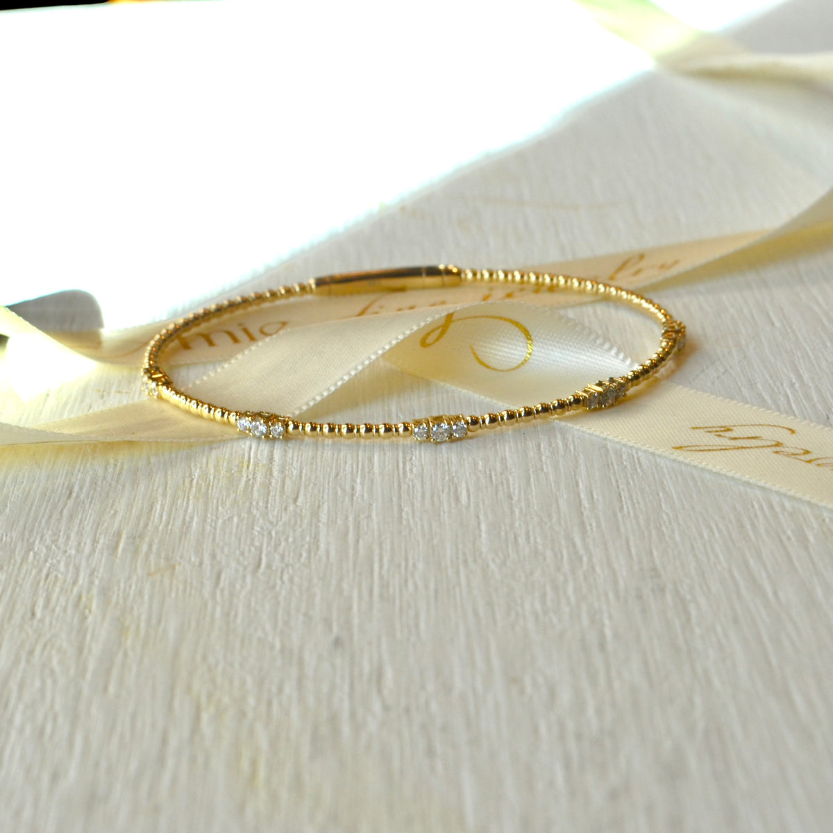 14kY .35cttw Diamond Station Flexible Bracelet CB452 - Y