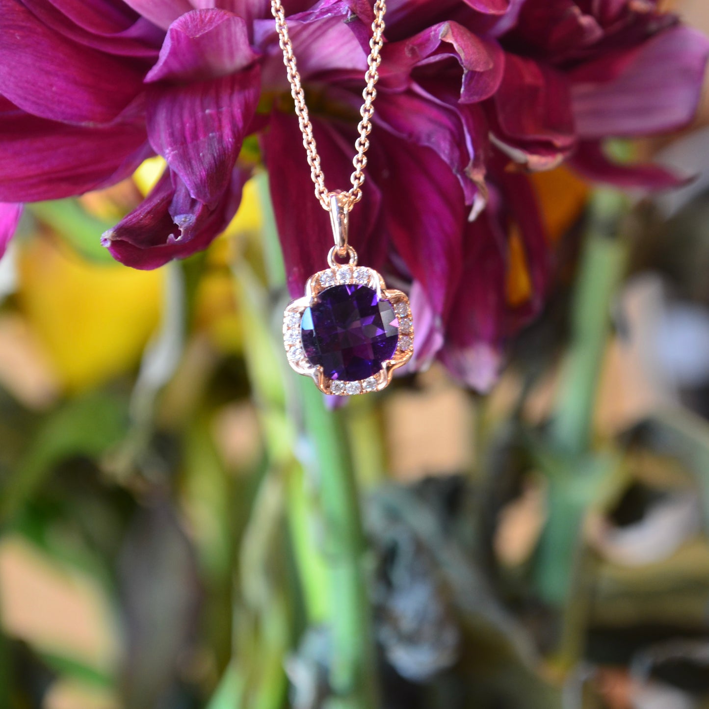 14kR 1.59ct Amethyst .10cttw Diamond Pendant TPA6499HAM