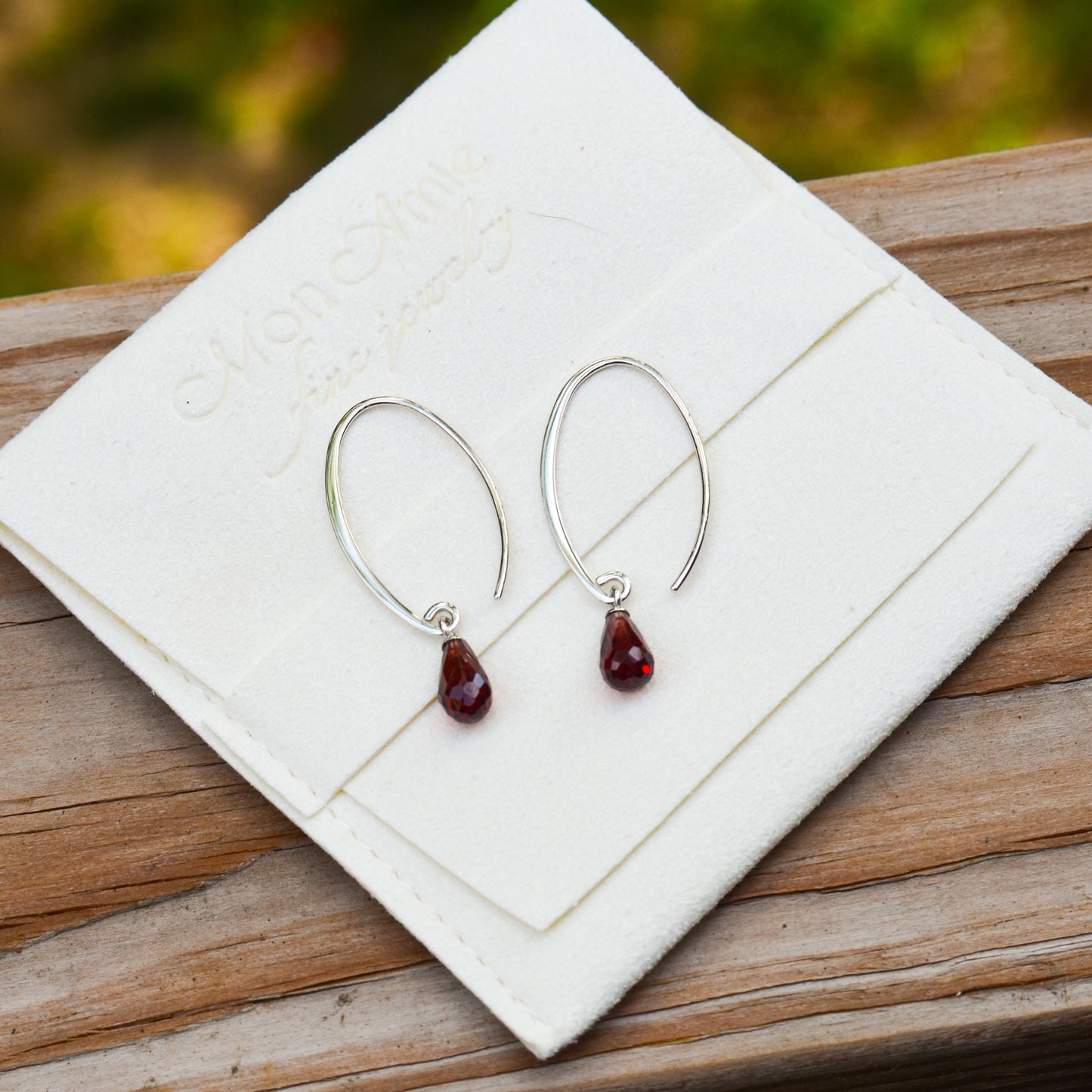 SS Garnet Simple Sweep Earring 13462GA-SS