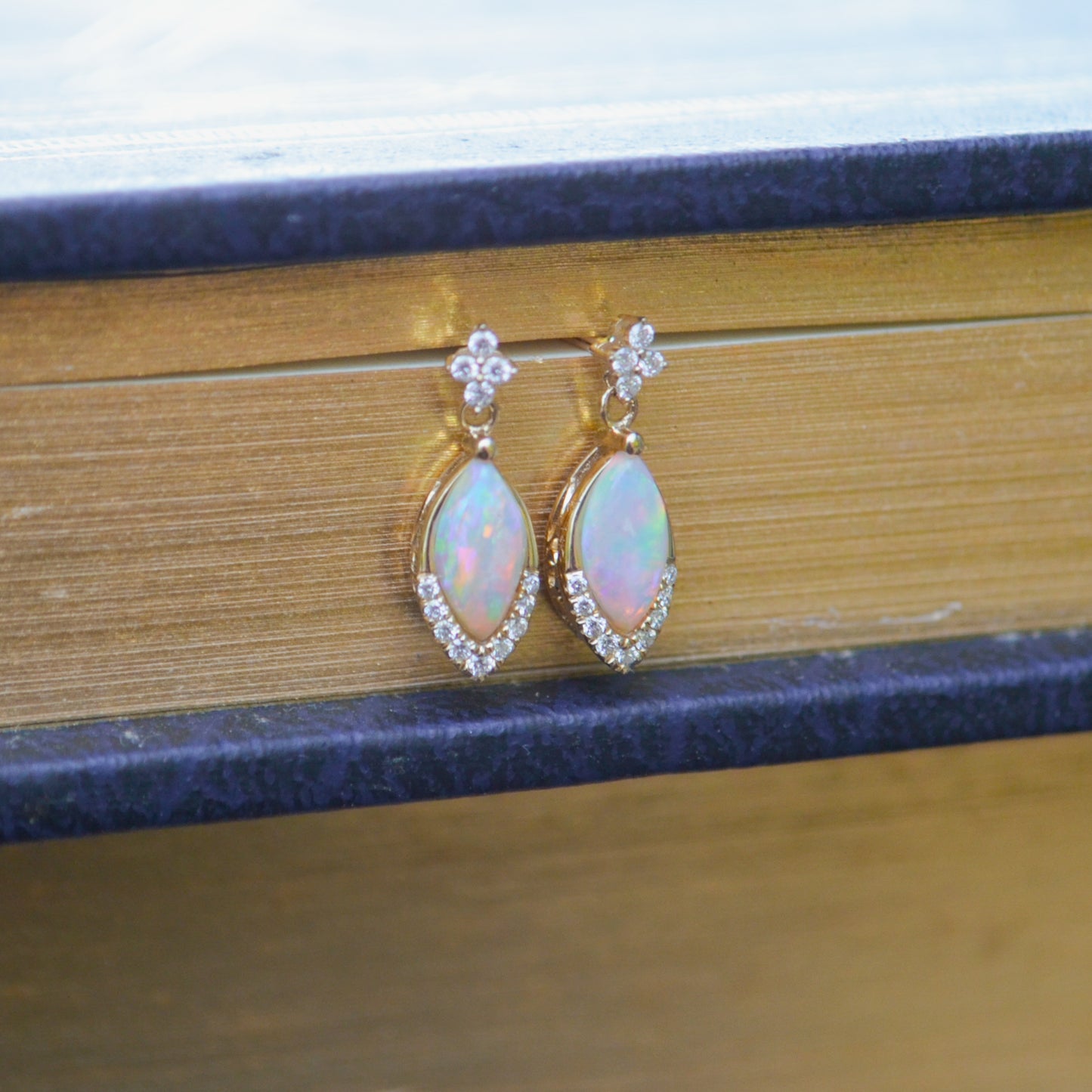 14kY .62cttw Opal & .11cttw Diamond Earring TEQ7603NOP