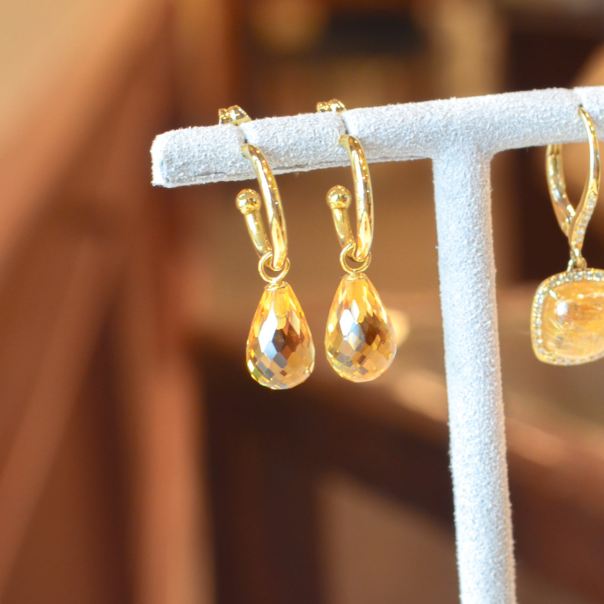 14kY Citrine Drop Hoop 03/606CI-M
