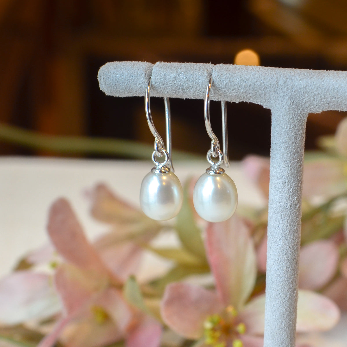 SS 8mm FWP Drop Earring SET66TLPE