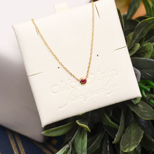14kY .05ct Ruby Bezel Necklace SC55026481