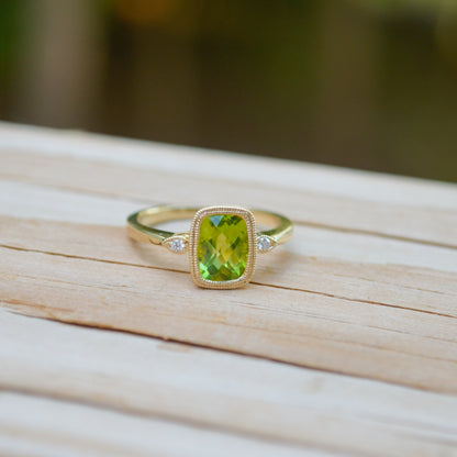 14kY 1.30ct Peridot & 0.03cttw Diamond Ring TRA4645NPE - 6.5