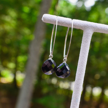 SS Onyx Simple Sweep Earring 13462OXF-SS