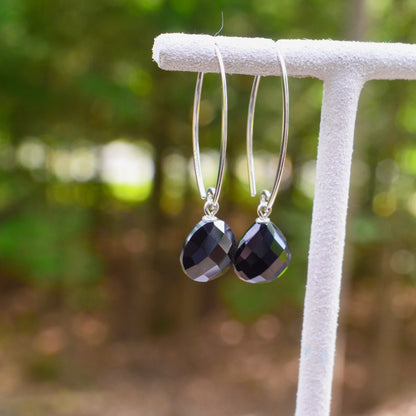 SS Onyx Simple Sweep Earring 13462OXF-SS