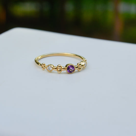 14kY .09ct Amethyst .04cttw Diamond Ring TRA7213NAM - 6.5