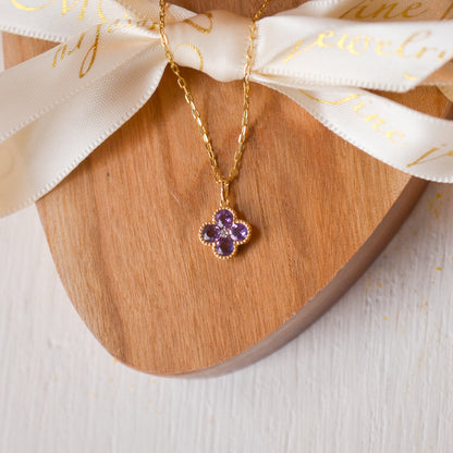 14kY .45cttw Amethyst .02ct Diamond Neck N1871AMY