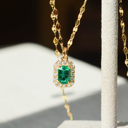 14kY .50ct Emerald .15cttw Diamond Necklace LTD55001106